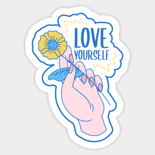 Love Yourself Girl Power Flower Daisy Cute Sticker